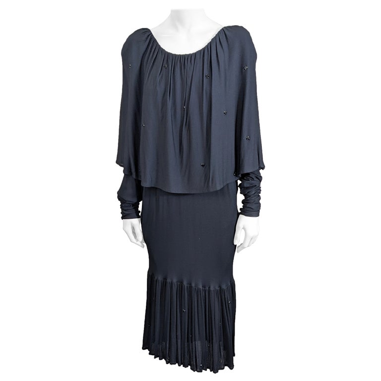Marc Bouwer Matte Jersey Jet Studded Evening Dress
