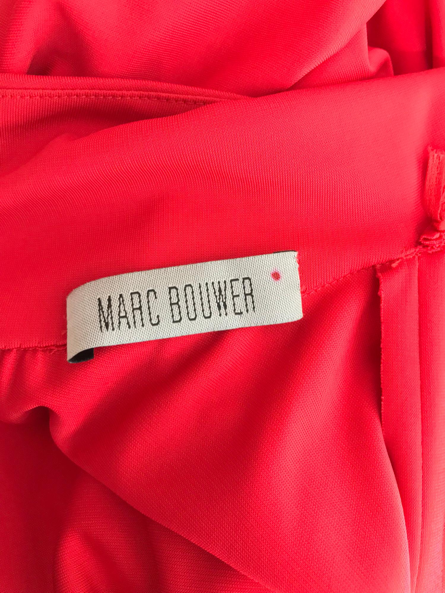 Marc Bouwer Matte Red Jersey Plunge Halter Dress Super Model Length 6