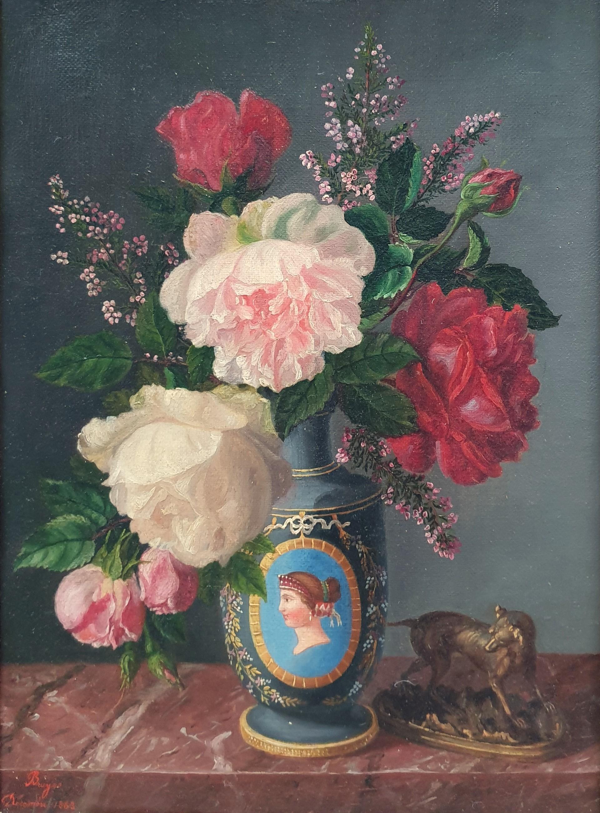 Vaso di rose francese del XIX secolo BRUYAS