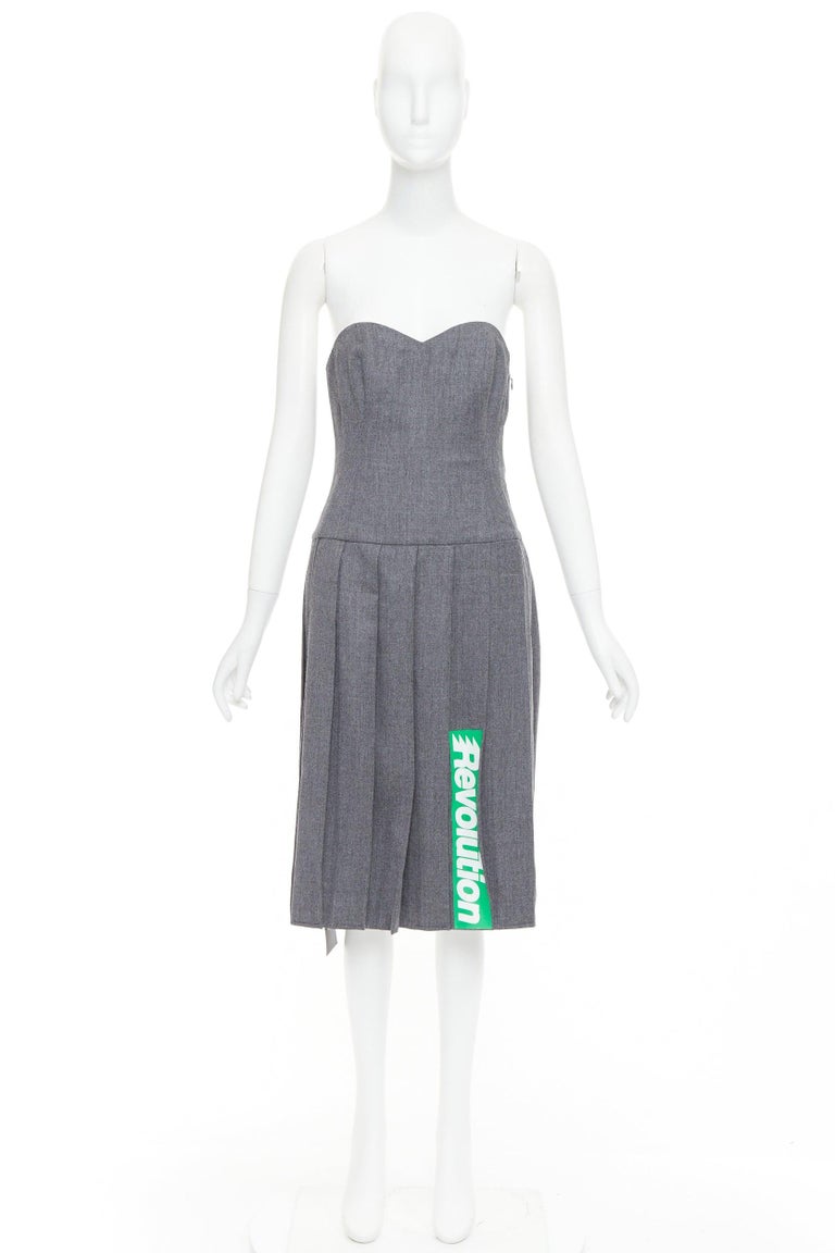 MARC BY MARC JACOBS 2008 Revolution wool green pleated strapless dress US2  S For Sale at 1stDibs