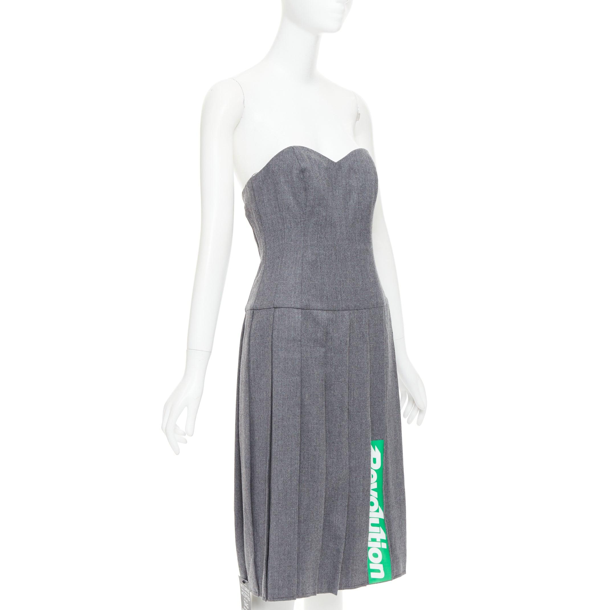 Gris MARC BY MARC JACOBS 2008 Revolution laine verte robe à bretelles plissée US2 S en vente