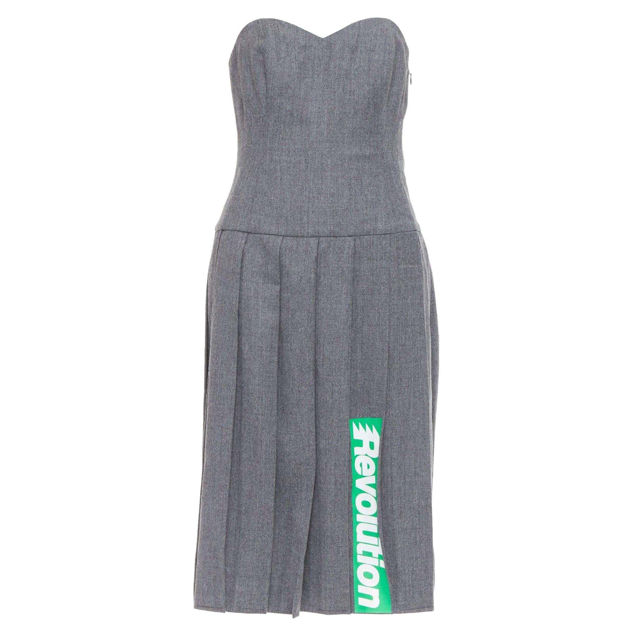 MARC BY MARC JACOBS 2008 Revolution laine verte robe à bretelles plissée US2 S en vente