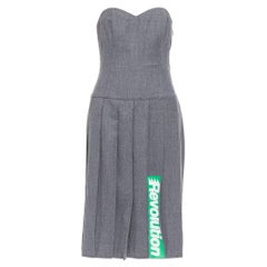 MARC BY MARC JACOBS 2008 Revolution Wolle grün plissiertes trägerloses Kleid US2 S