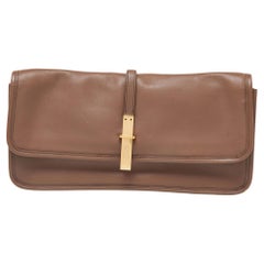 Marc by Marc Jacobs Beige Leather Metal Flap Clutch