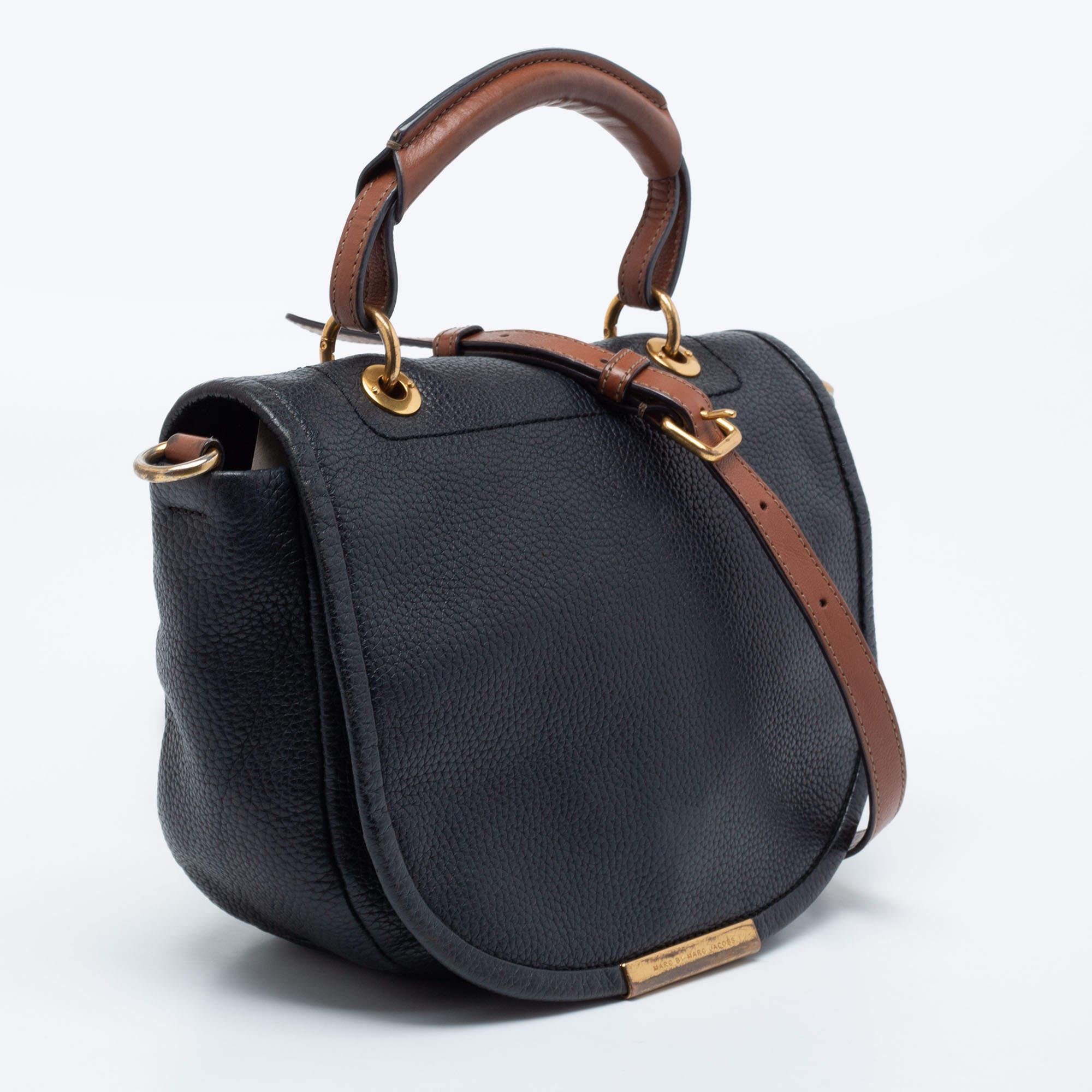 Marc by Marc Jacobs Black /Brown Leather Top Handle Bag In Fair Condition In Dubai, Al Qouz 2