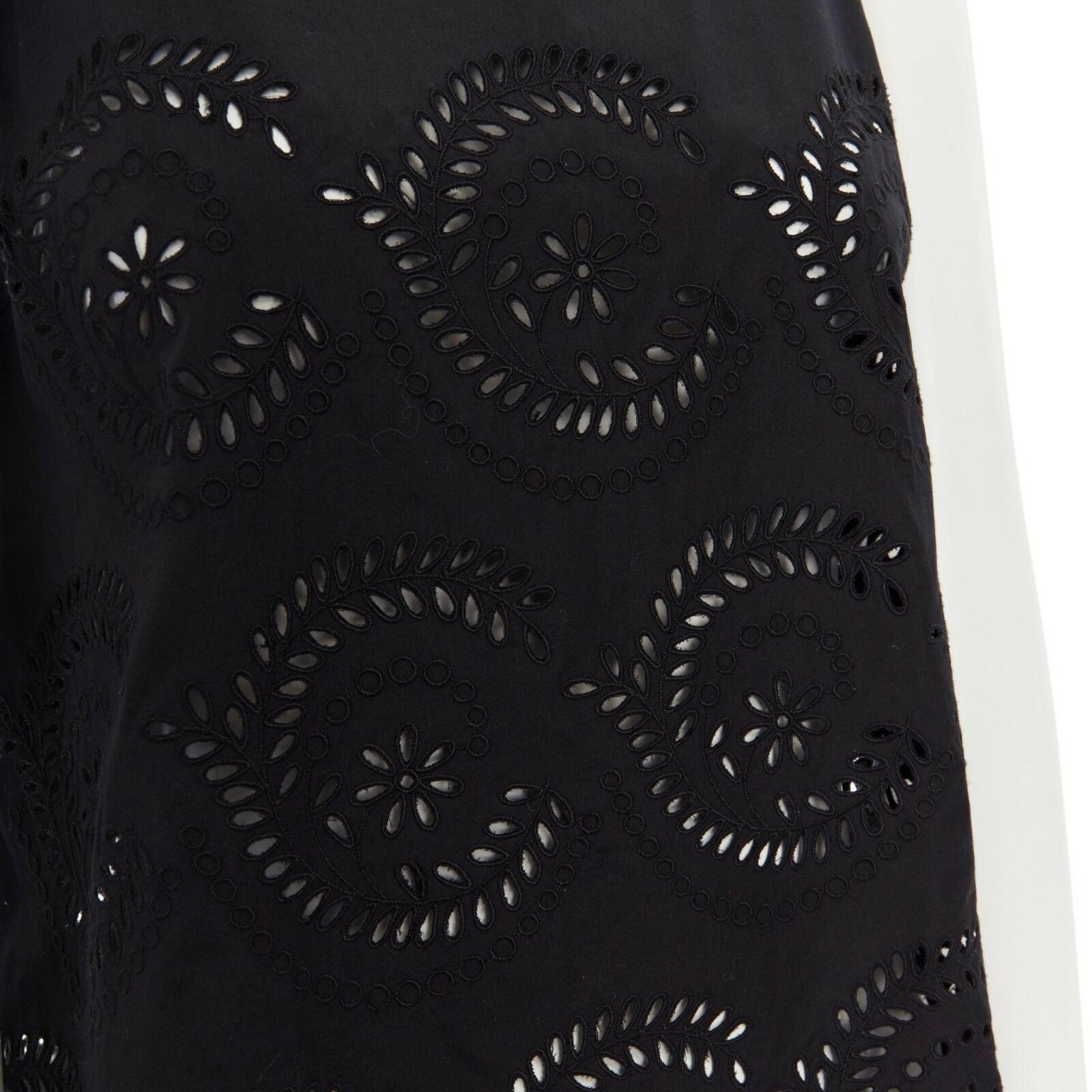 MARC BY MARC JACOBS black cotton embroidery angais scalloped  sleeveless top XS 3