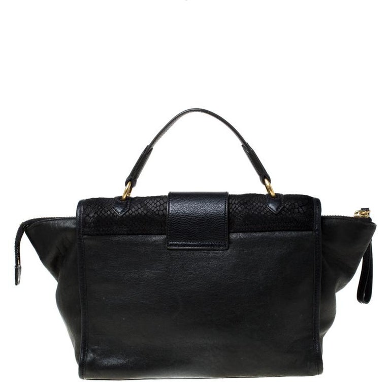 Marc by Marc Jacobs Black Embossed Leather Satchel For Sale at 1stDibs