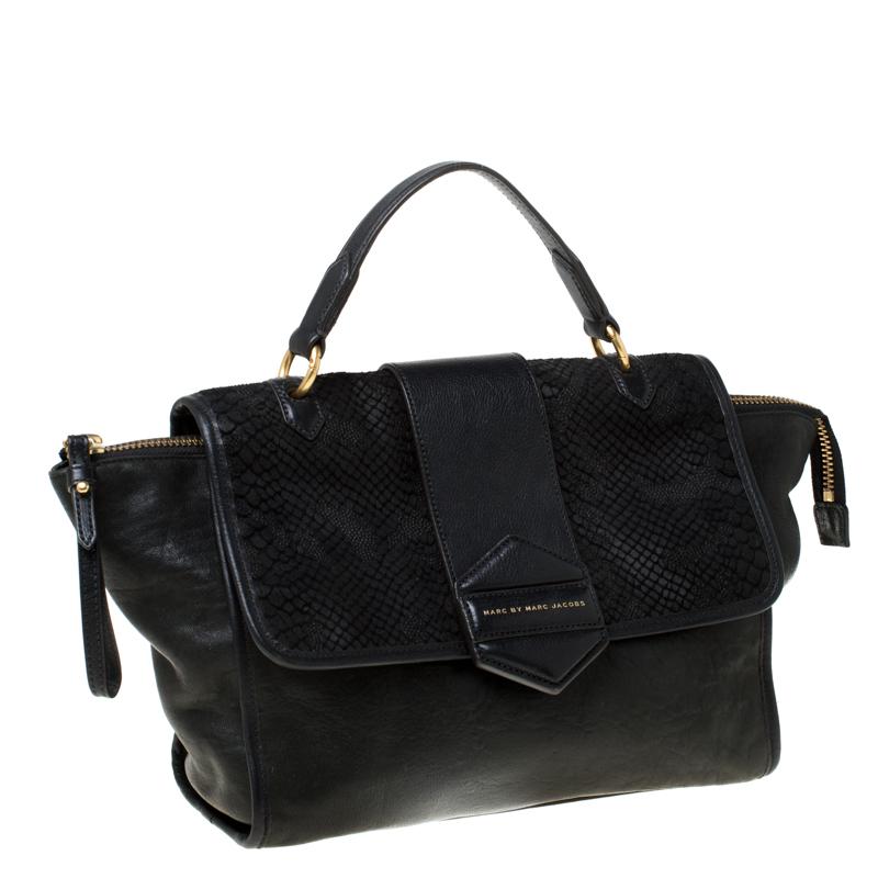 Women's Marc by Marc Jacobs Black Embossed Leather Satchel