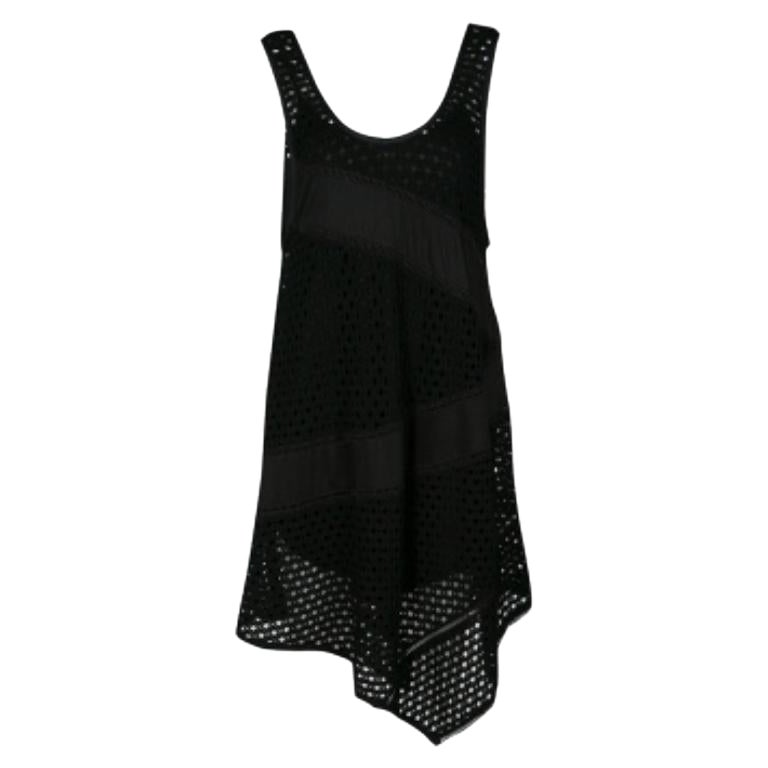 Marc By Marc Jacobs Black Eyelet Jersey Asymmetric Sleeveless Yuki Dress S