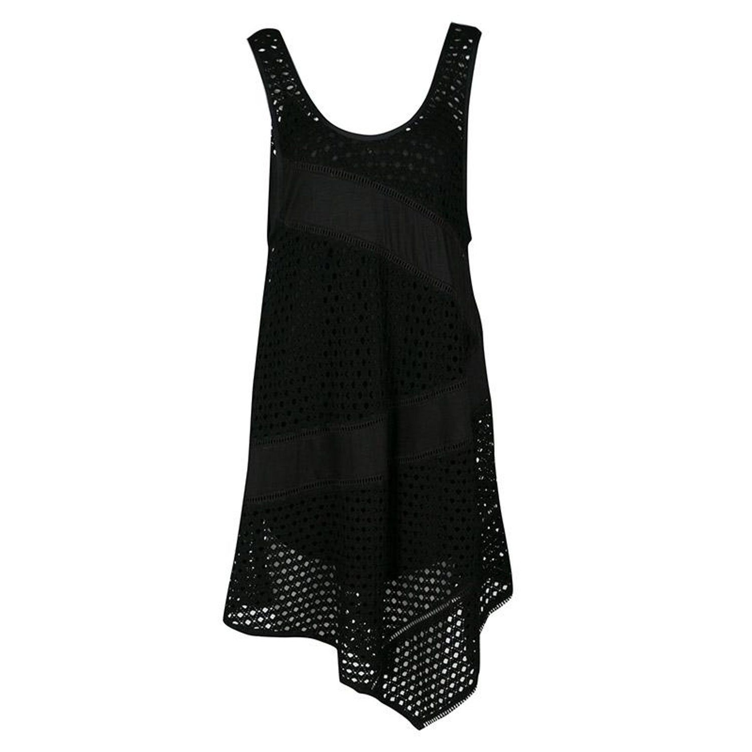 Marc By Marc Jacobs Black Eyelet Jersey Asymmetric Sleeveless Yuki