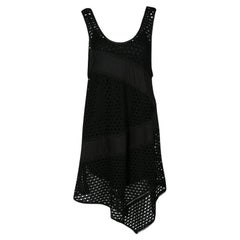 Marc By Marc Jacobs Black Eyelet Jersey Asymmetric Sleeveless Yuki Dress S