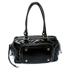 Marc by Marc jacobs, borsa in pelle laminata nera con tasche a zip