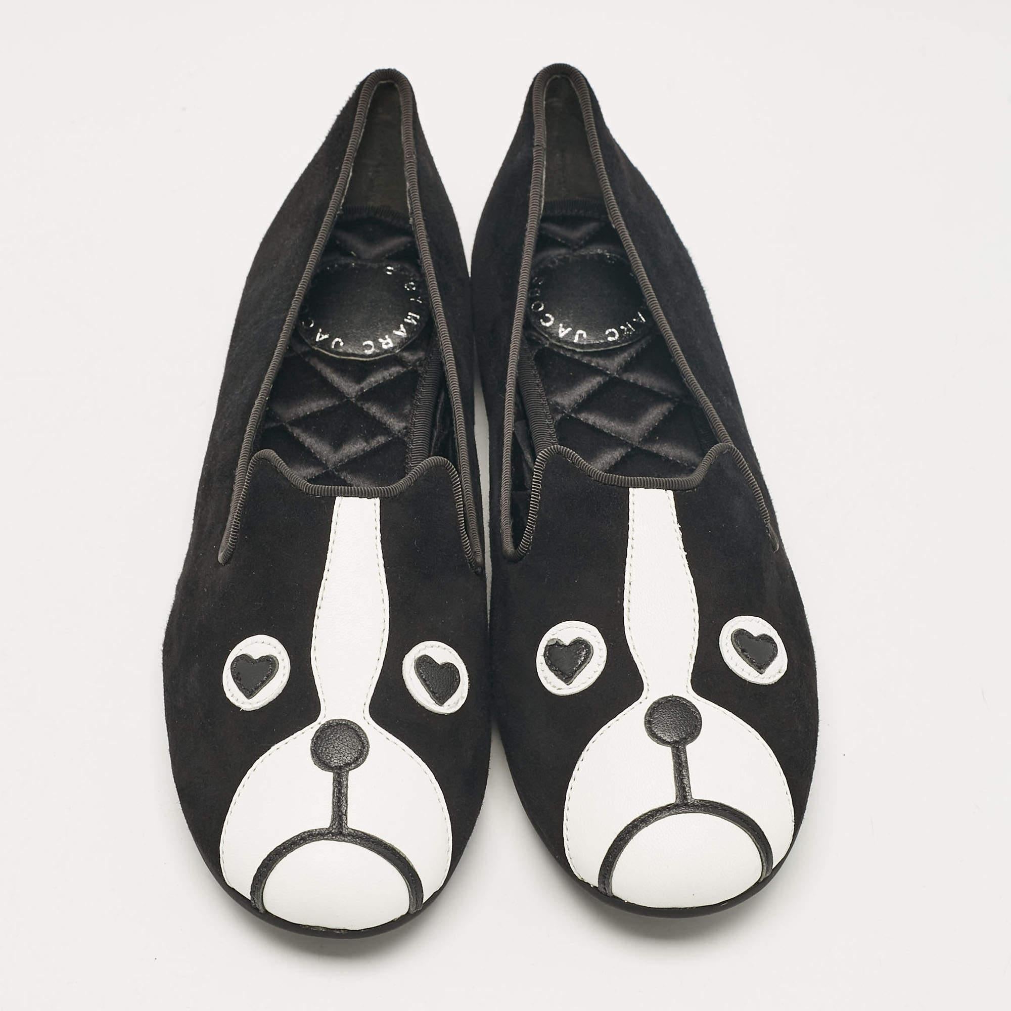 Marc by Marc Jacobs Black Leather and Suede Ballet Flats Size 36 In New Condition In Dubai, Al Qouz 2