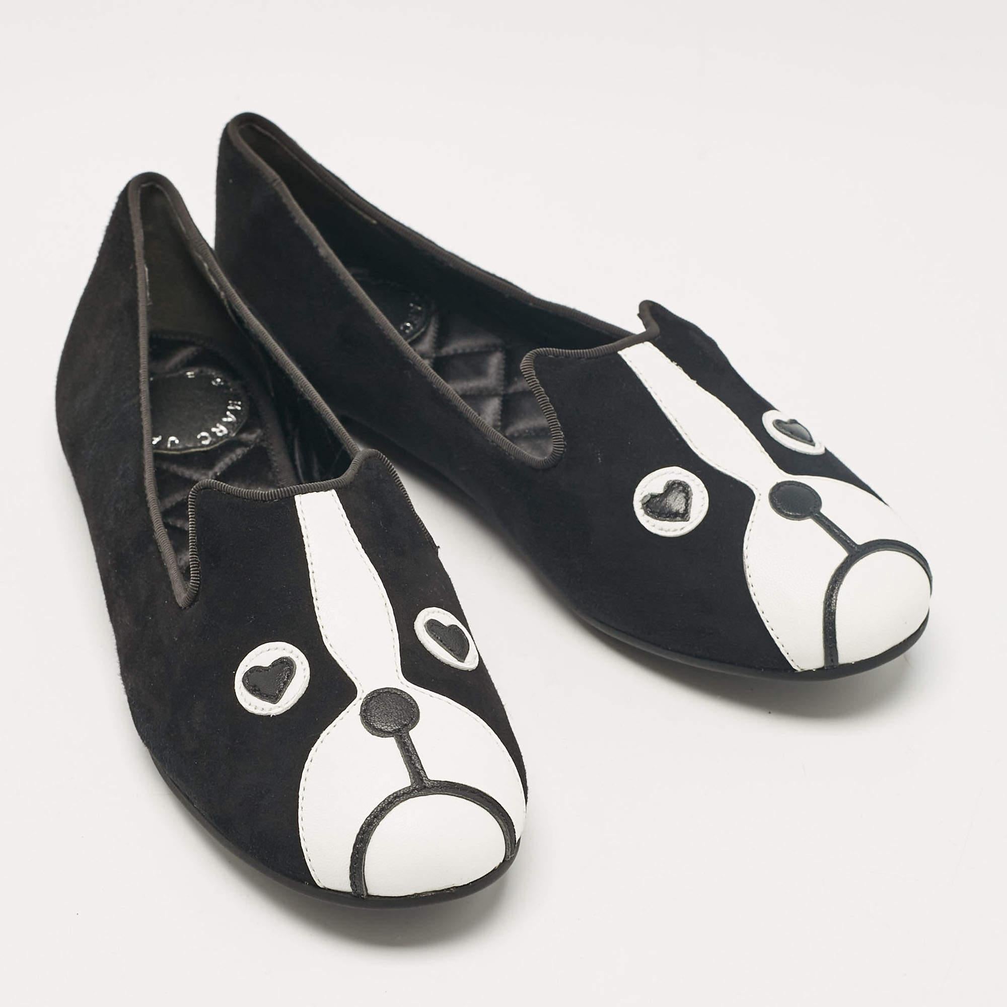 Women's Marc by Marc Jacobs Black Leather and Suede Ballet Flats Size 36