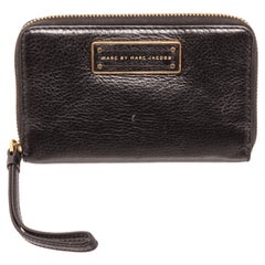 Marc By Marc Jacobs black leather Classic Q wristlet with gold-tone hardware