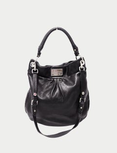 Marc by Marc Jacobs Black Leather Hobo Bag with Silver Logo Plate