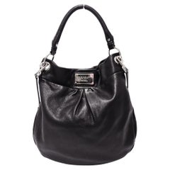 Marc by Marc Jacobs Black Leather Hobo Bag with Silver Logo Plate
