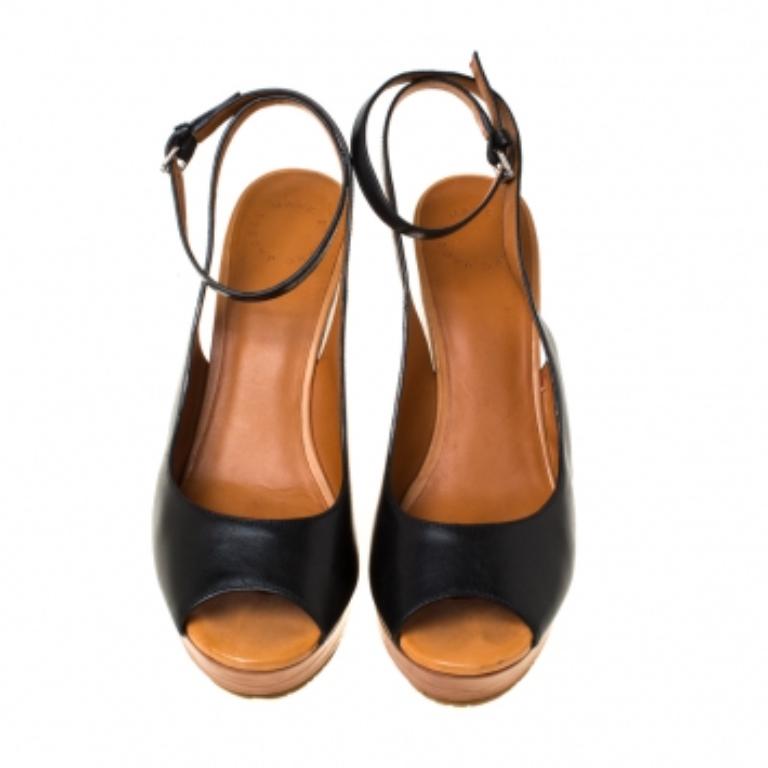Marc by Marc jacobs Sandali con zeppa in pelle nera taglia 40 in vendita 2