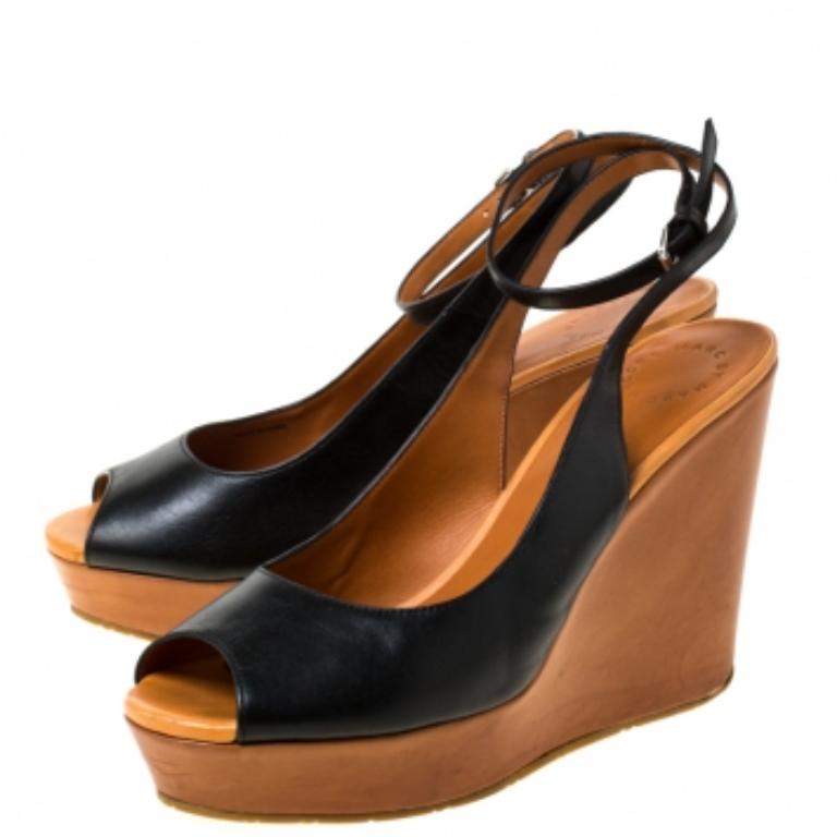 Marc by Marc jacobs Sandali con zeppa in pelle nera taglia 40 in vendita 3
