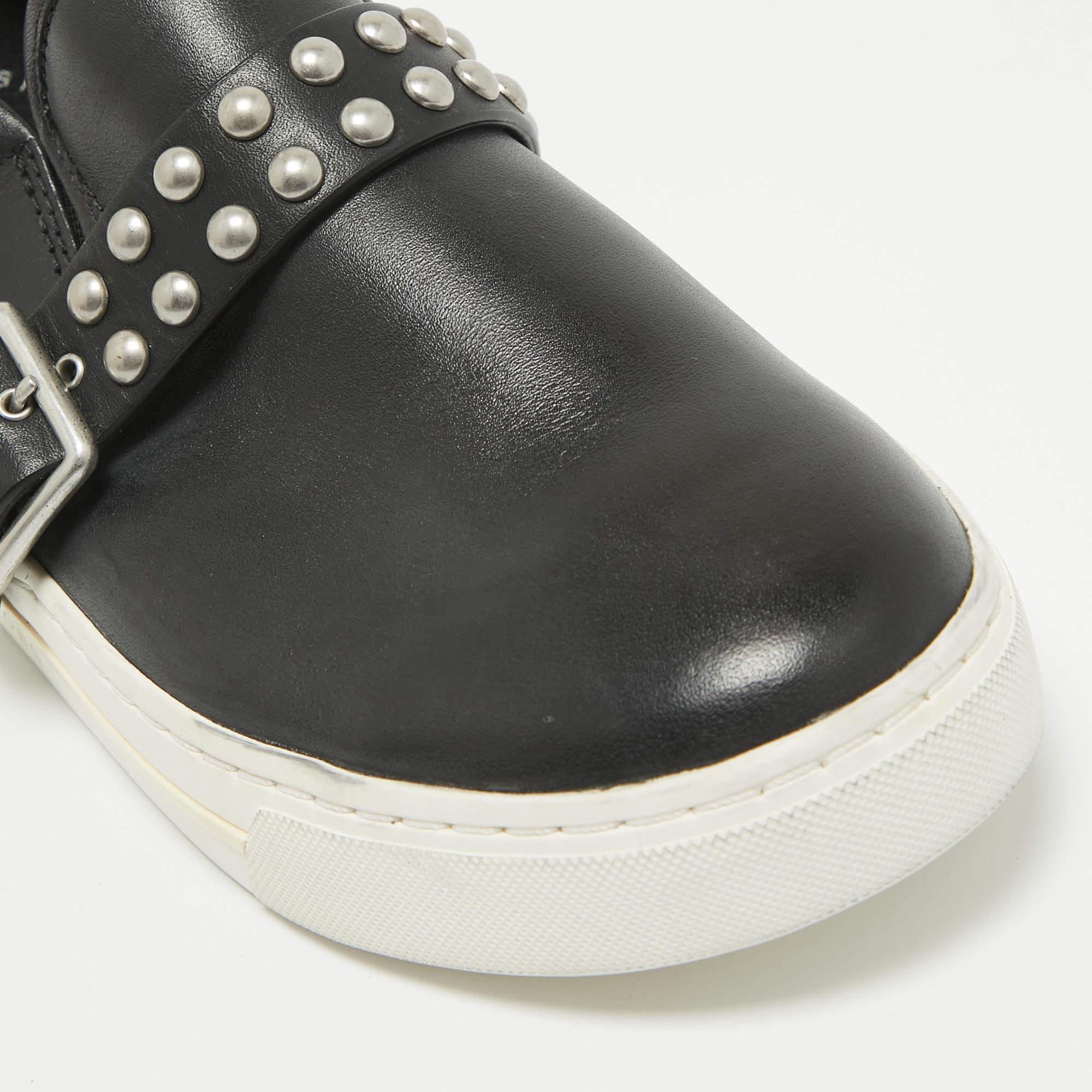 Marc by Marc Jacobs Black Leather Slip On Sneakers Size 37 For Sale 3