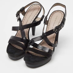 Marc By Marc Jacobs Black Leather Strappy Platform Sandals Size 40