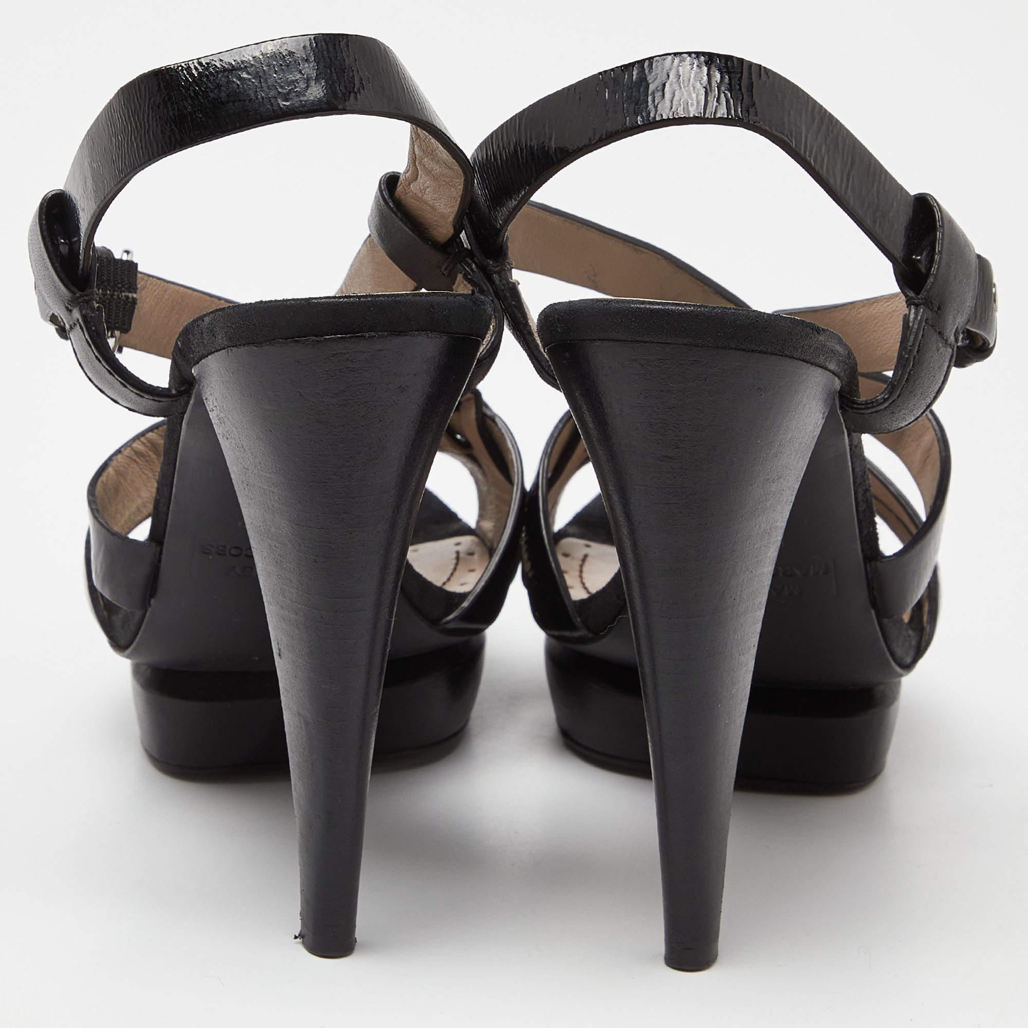 Marc By Marc Jacobs Black Leather Strappy Platform Sandals Size 40 For Sale 1