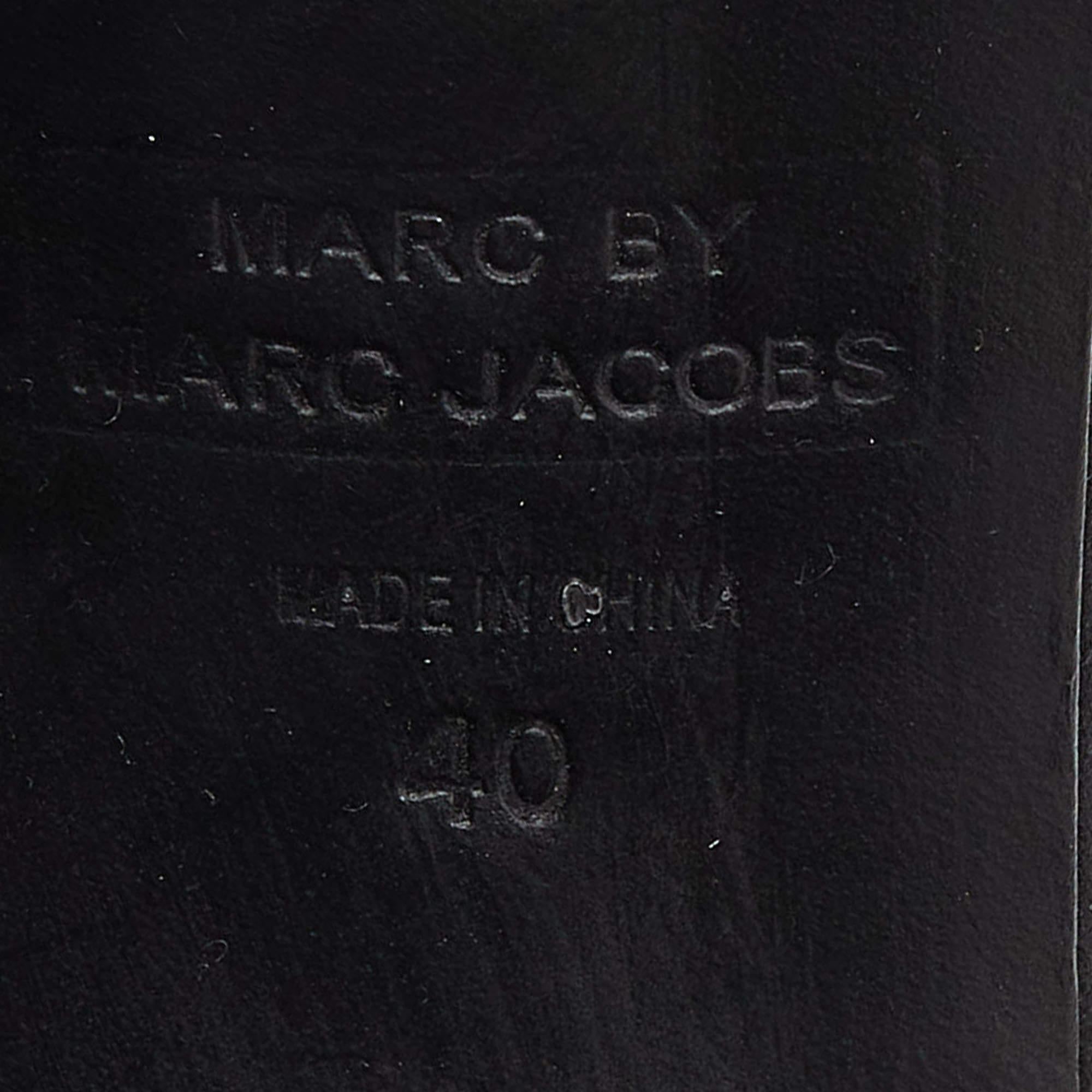 Marc By Marc Jacobs Black Leather Strappy Platform Sandals Size 40 For Sale 3