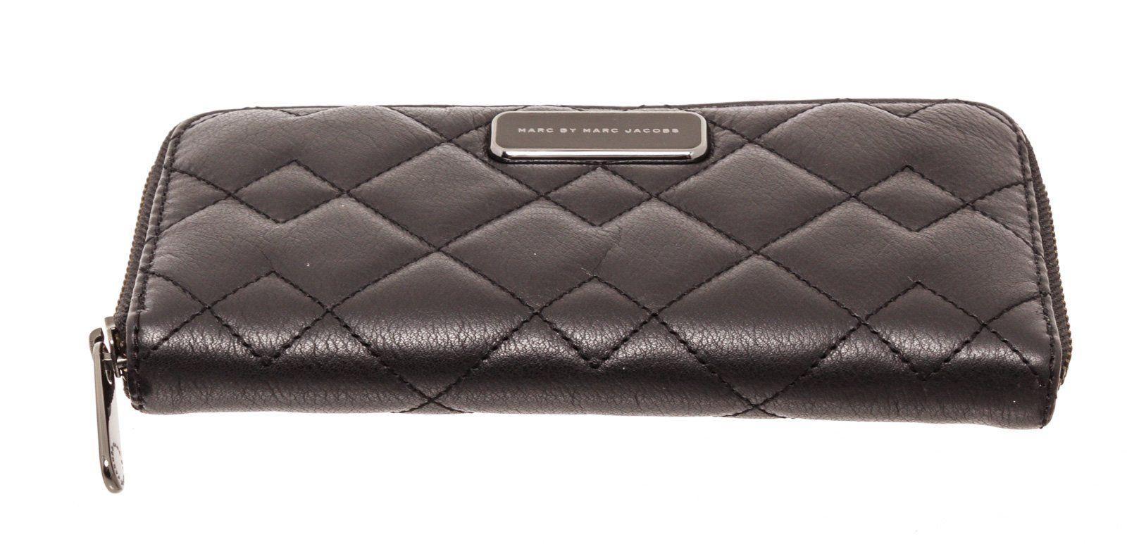 Black Marc By Marc Jacobs black quilted leather long zippy wallet with silver-tone