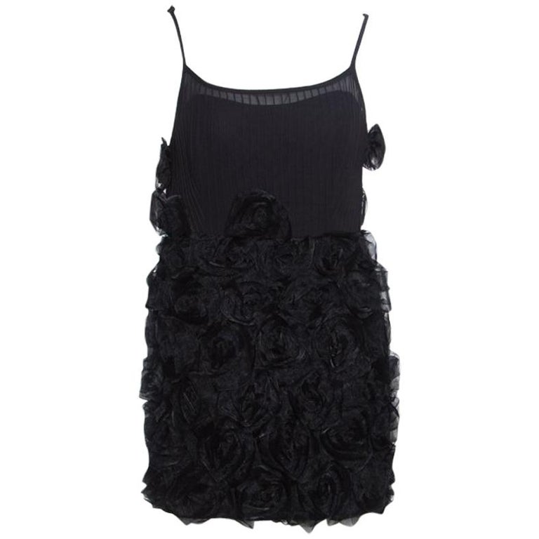 Marc by Marc Jacobs Black Rosette Applique Silk Blend Mini Dress M For ...