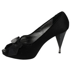 Marc By Marc Jacobs Black Satin Bow Peep Toe Pumps Size 39