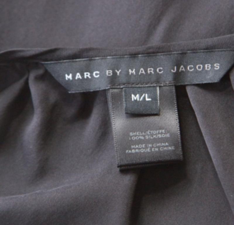 Women's Marc by Marc Jacobs Black Sheer Silk Slit Batwing Sleeve Blouse M/L For Sale