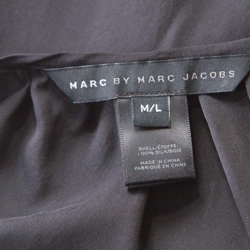Marc by Marc Jacobs Black Sheer Silk Slit Batwing Sleeve Blouse M/L 1