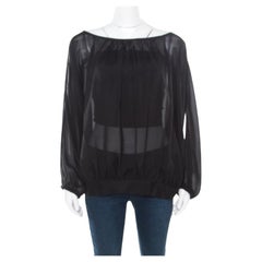 Marc by Marc Jacobs Black Sheer Silk Slit Batwing Sleeve Blouse M/L