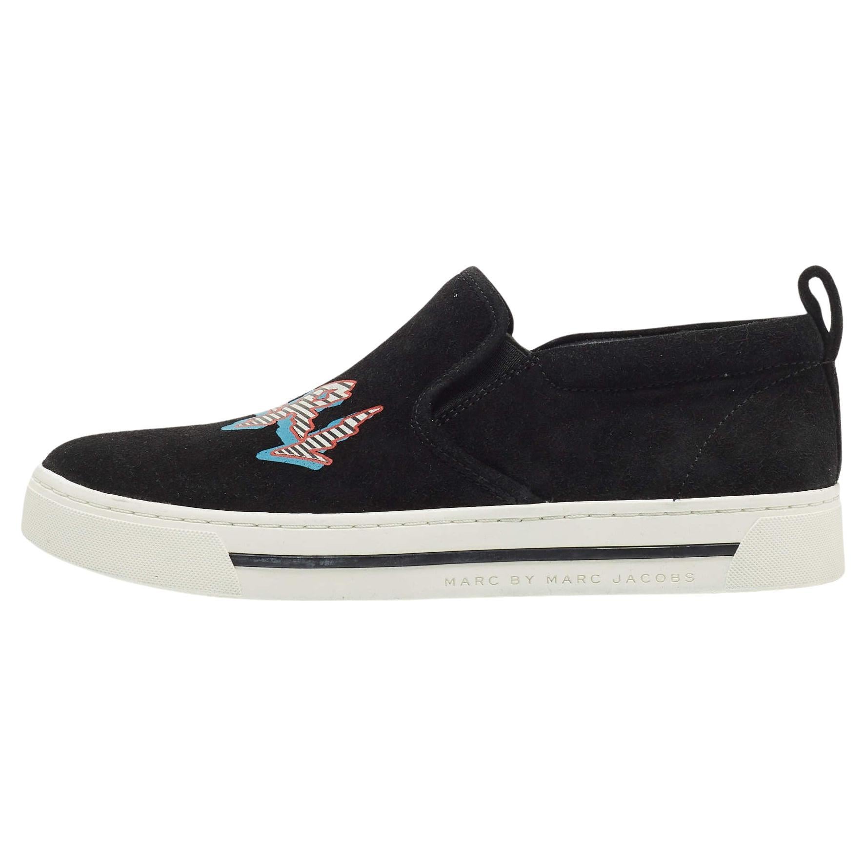 Marc By Marc Jacobs Black Suede GRRL Slip On Sneakers Size 37 For Sale