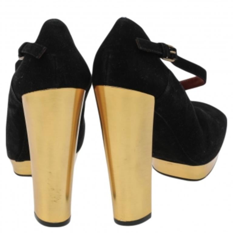 Marc by Marc Jacobs Black Suede Platform Block Heel Pumps Size 38.5 For Sale 2