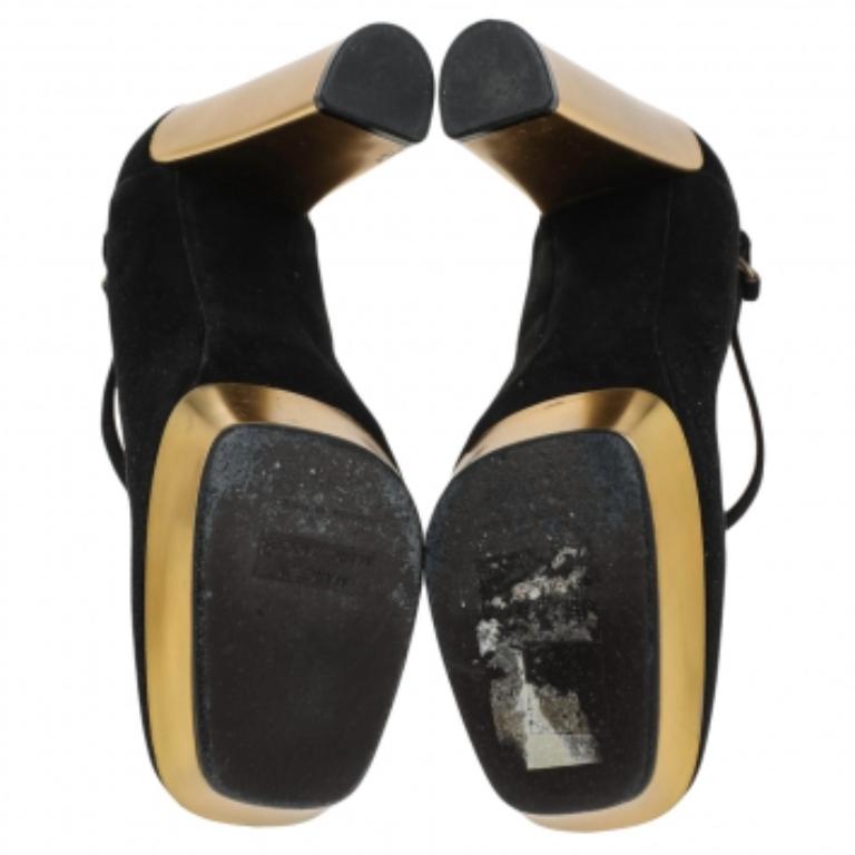 Marc by Marc Jacobs Black Suede Platform Block Heel Pumps Size 38.5 For Sale 3