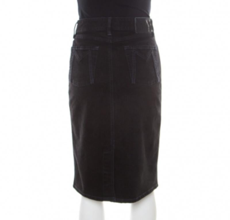 Marc by Marc jacobs Gonna con dettaglio a fessura in denim lavato nero M. In condizioni buone in vendita a Dubai, Al Qouz 2