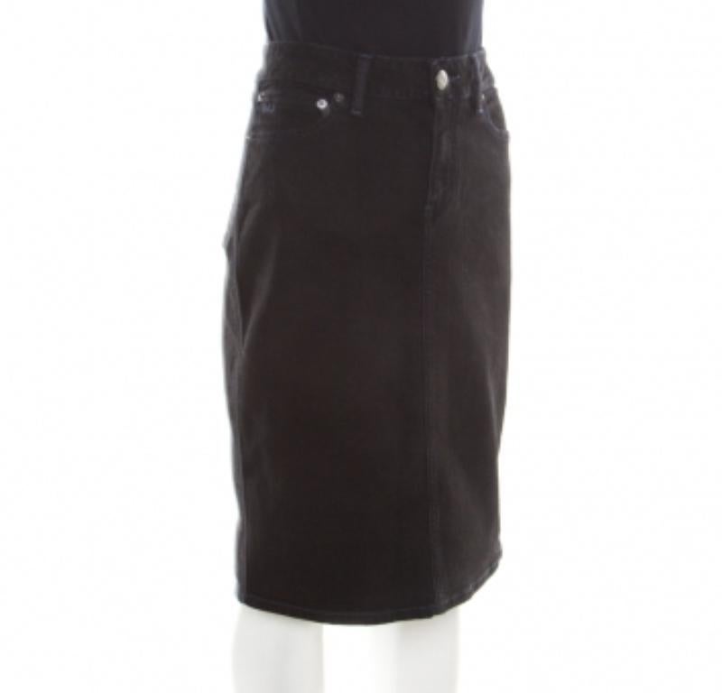 Donna Marc by Marc jacobs Gonna con dettaglio a fessura in denim lavato nero M. in vendita