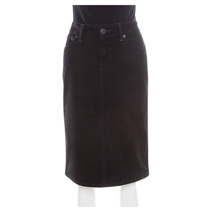 Marc by Marc Jacobs Black Washed Denim Slit Detail Skirt M For Sale