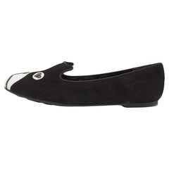 Marc by Marc Jacobs Black/White Suede and Leather Cat Ballet Flats Size 36