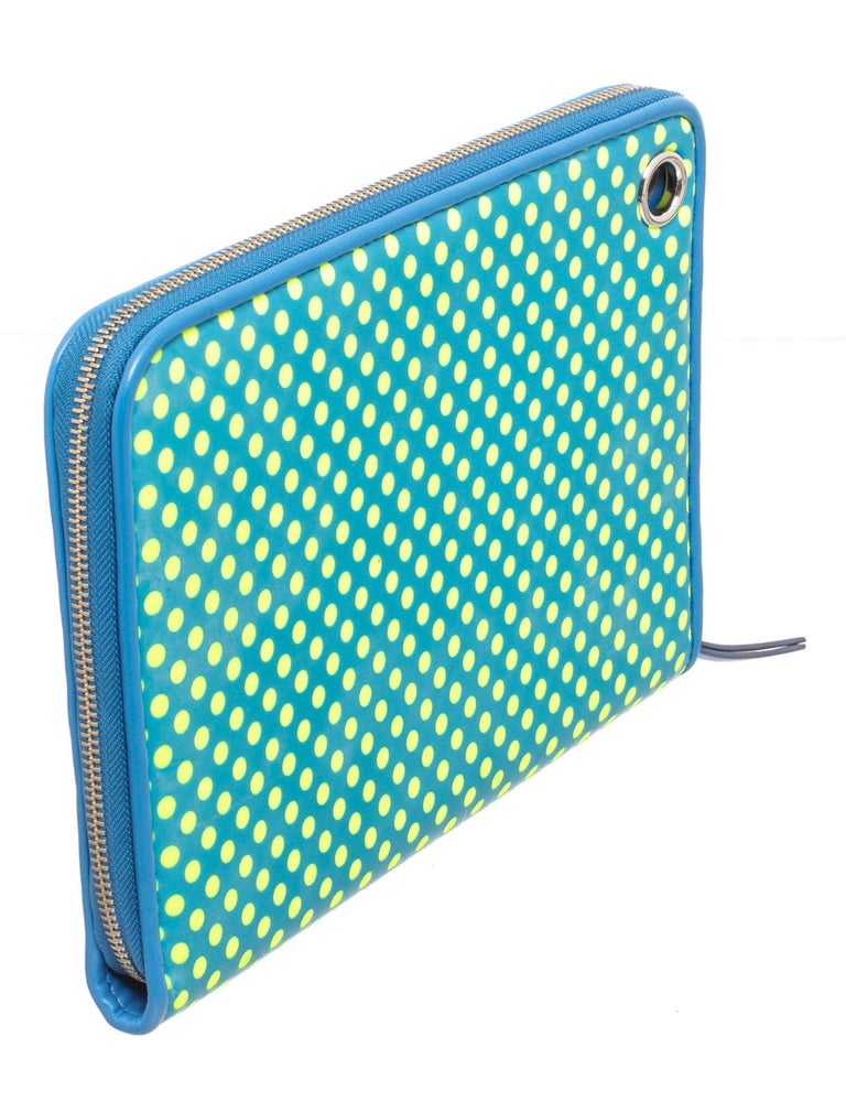 Marc By Marc Jacobs blue & yellow leather dot tablet case with silver