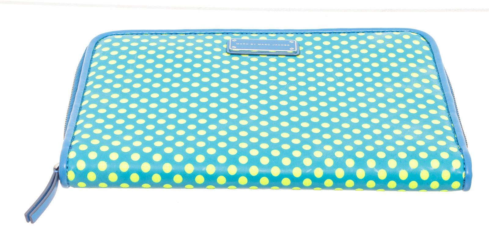 Blue Marc By Marc Jacobs blue & yellow leather dot tablet case with silver-tone