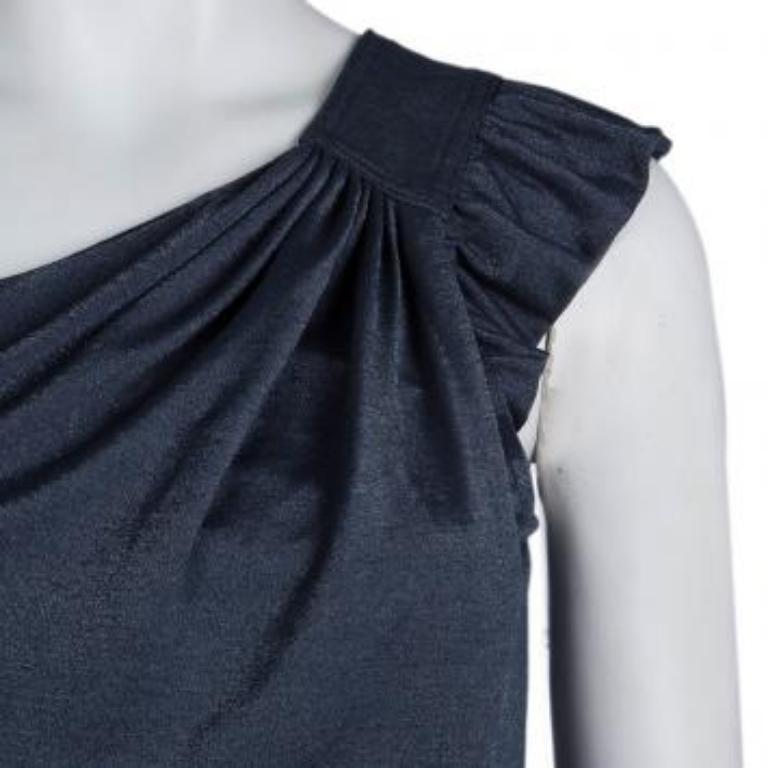 Marc by Marc Jacobs Blaues Drapiertes One-Shoulder-Oberteil aus Strick XS (Schwarz) im Angebot