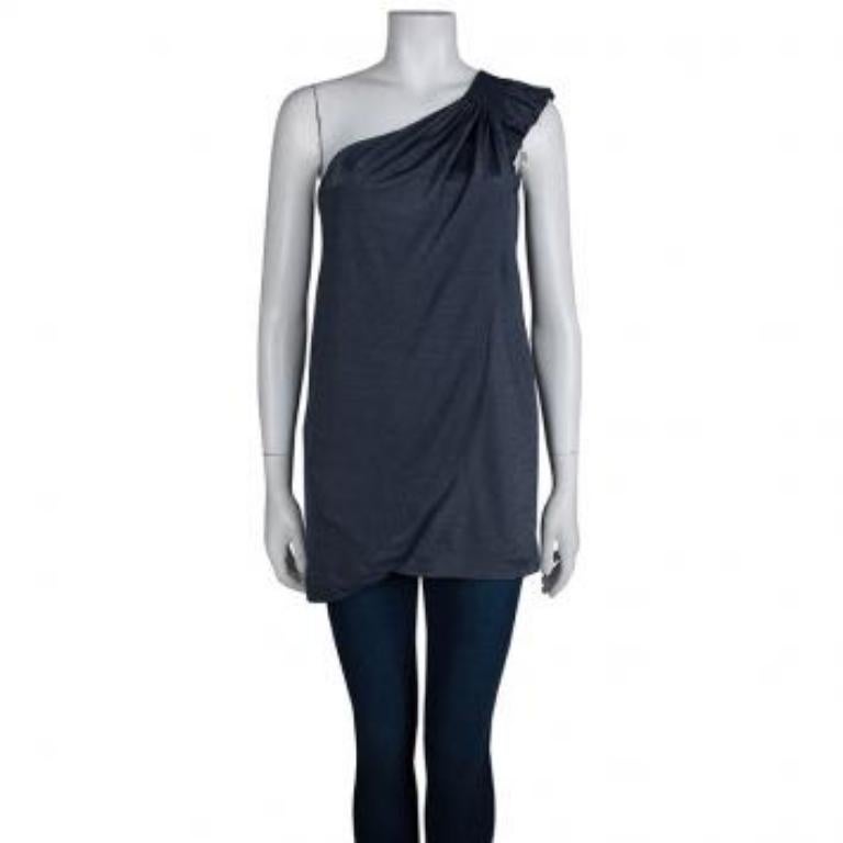 Marc by Marc Jacobs Blaues Drapiertes One-Shoulder-Oberteil aus Strick XS im Zustand „Gut“ im Angebot in Dubai, Al Qouz 2