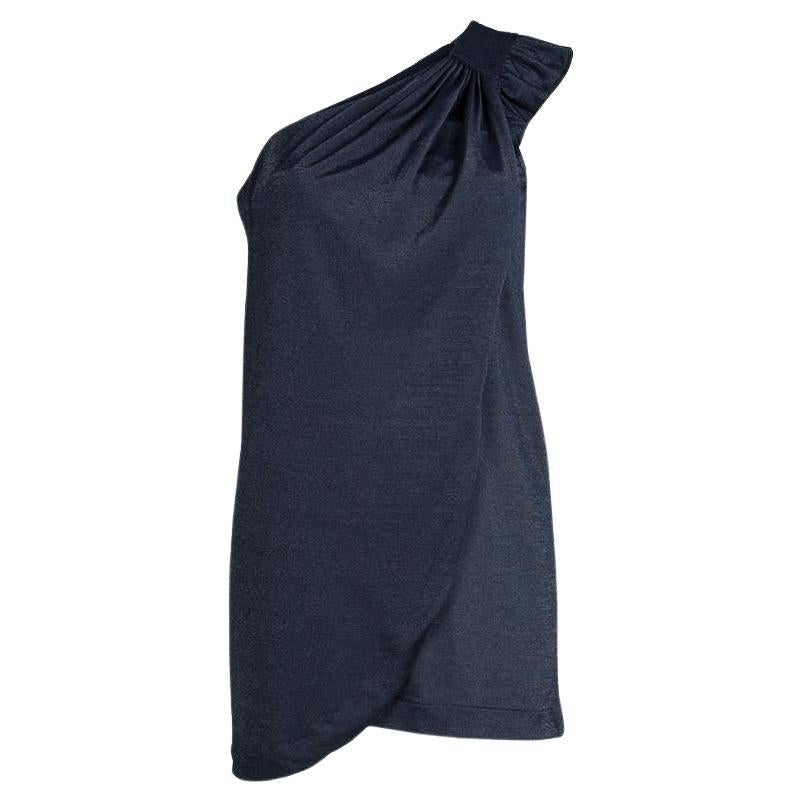 Marc by Marc Jacobs Blue Knit Draped One Shoulder Top XS For Sale