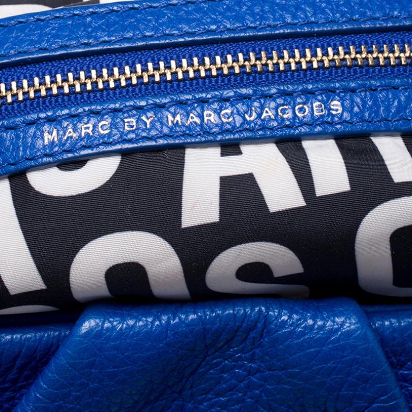 Marc by Marc Jacobs Blue Leather Classic Q Natasha Flap Bag In Good Condition In Dubai, Al Qouz 2