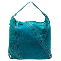 Marc by Marc Jacobs, sac hobo Leola à fermeture éclair en cuir bleu