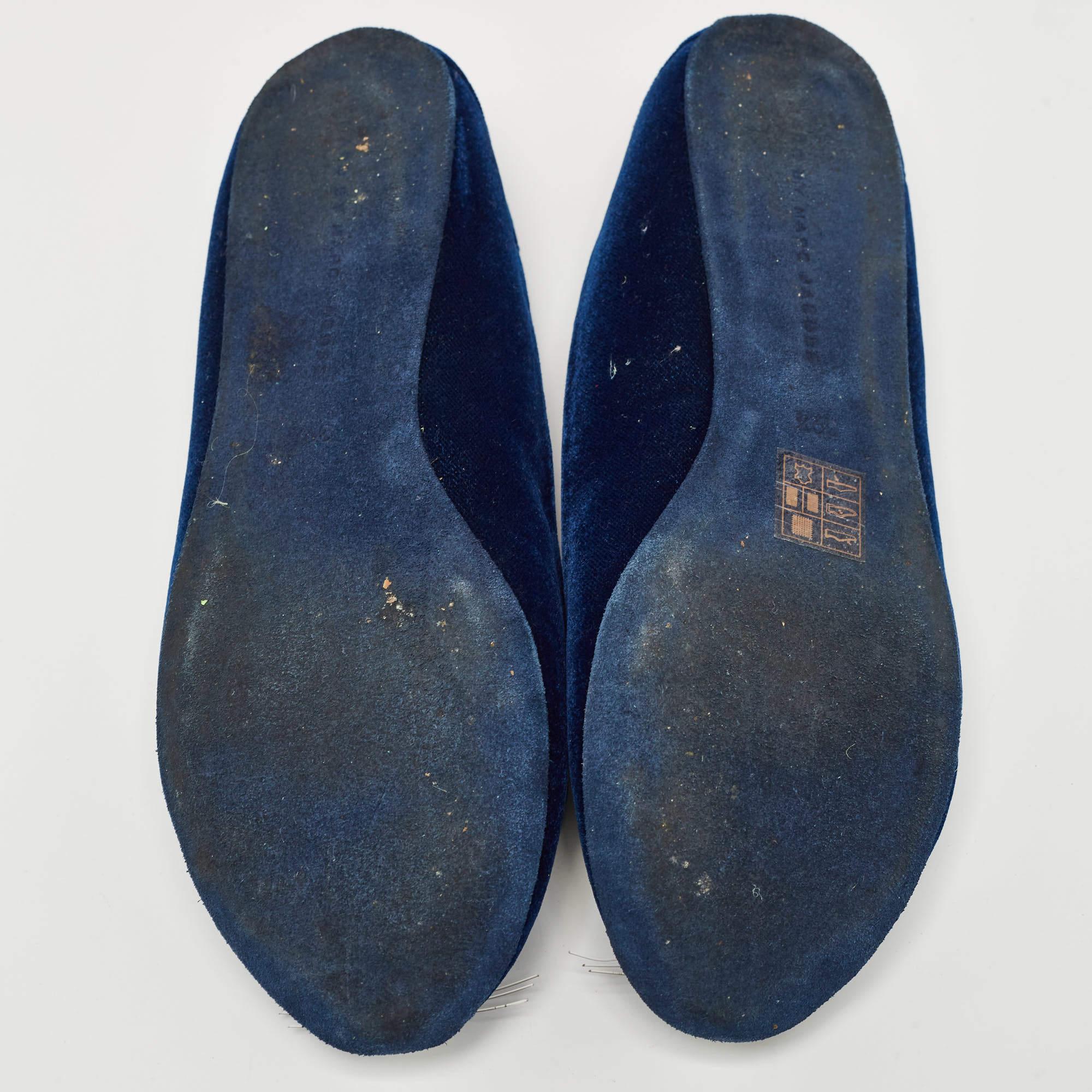 Marc by Marc Jacobs Blue Velvet Ballet Flats Size 39.5 For Sale 1