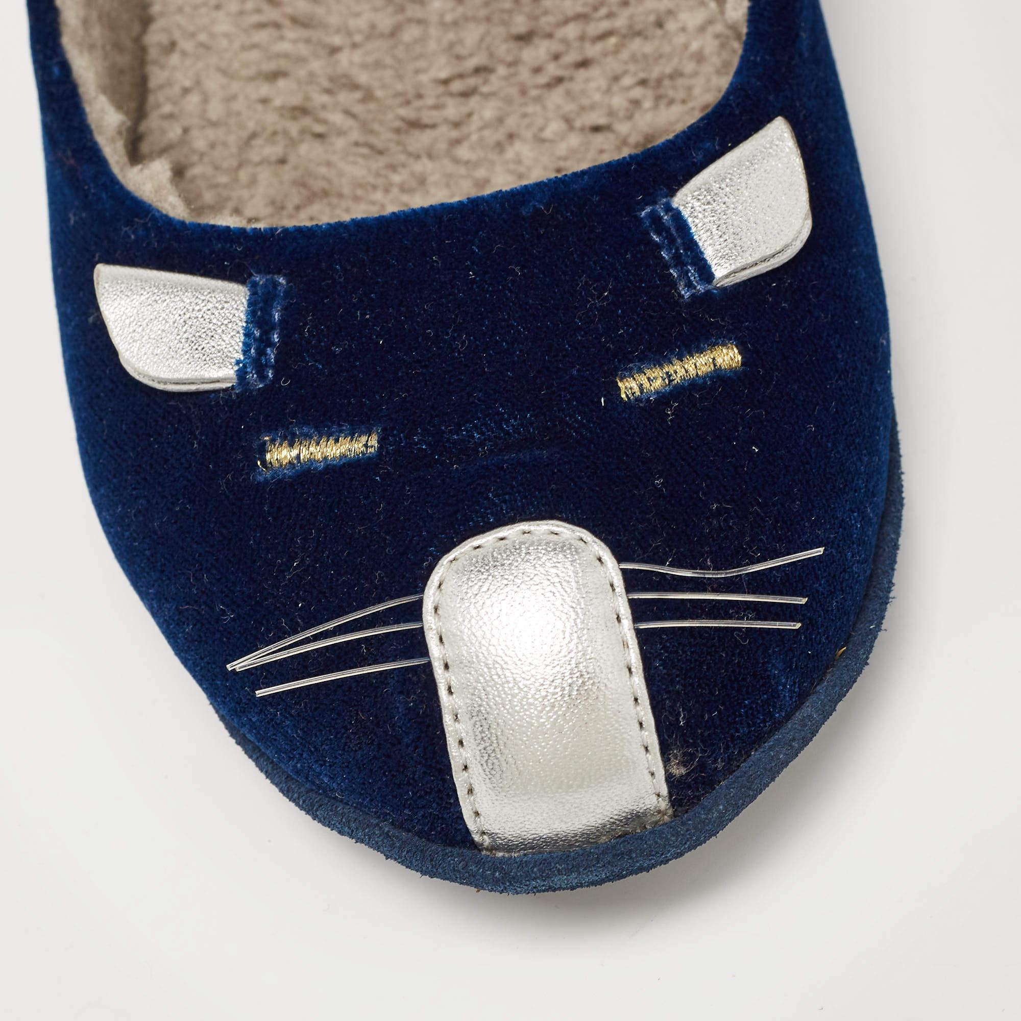 Marc by Marc Jacobs Blue Velvet Ballet Flats Size 39.5 For Sale 2