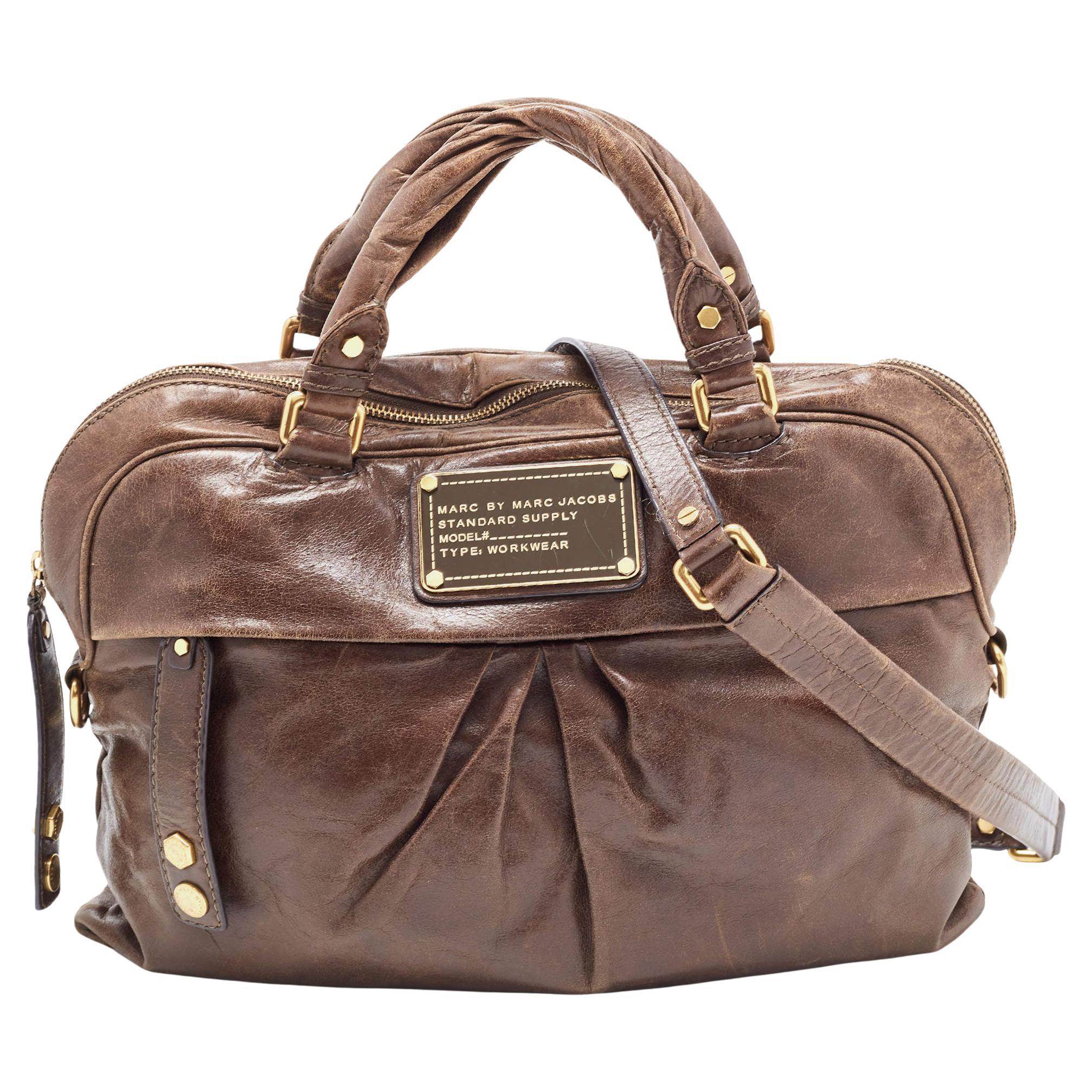 Marc by Marc Jacobs Brown Leather Classic Q Baby Groovee Satchel For Sale